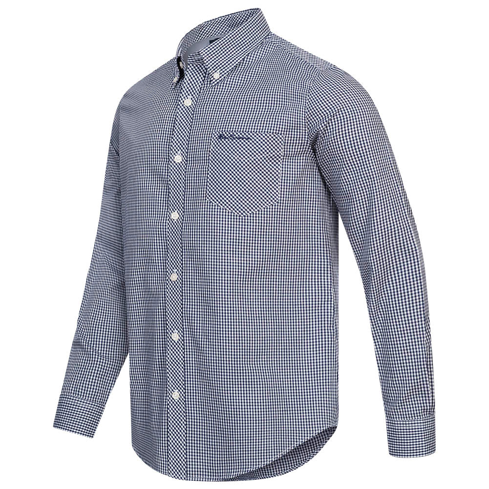 BEN SHERMAN Gingham Herren Langarm Hemd 0077859-NAVY