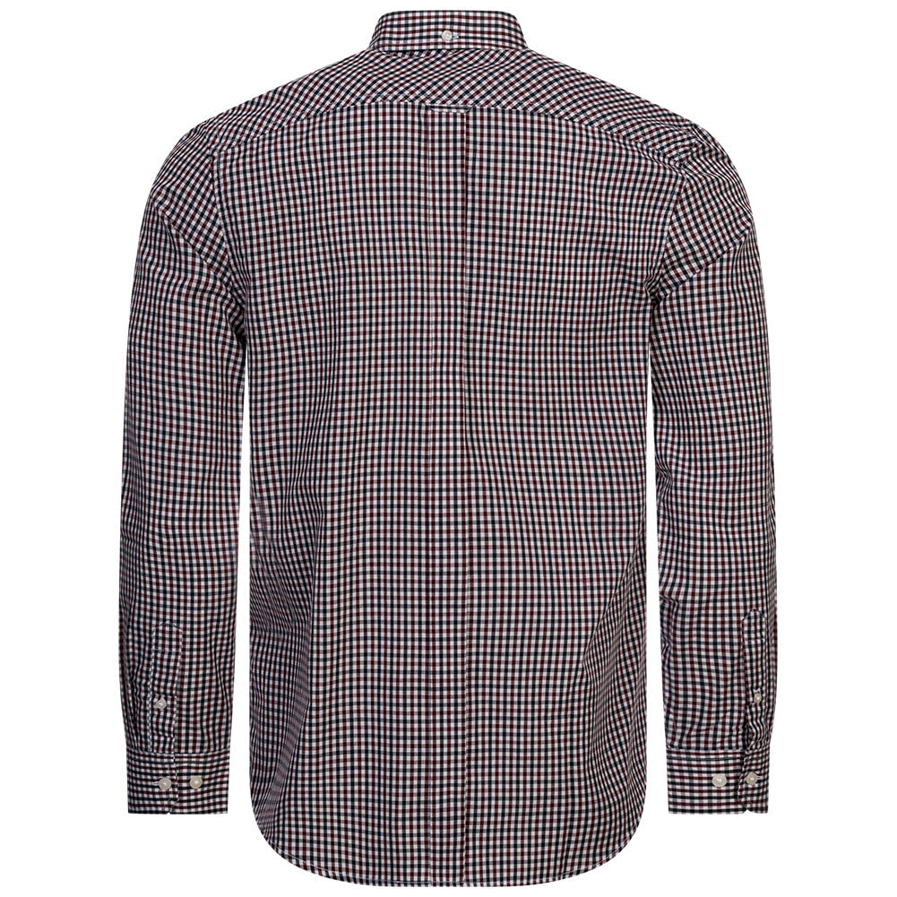 BEN SHERMAN Gingham Herren Langarm Hemd 0077860-WINE
