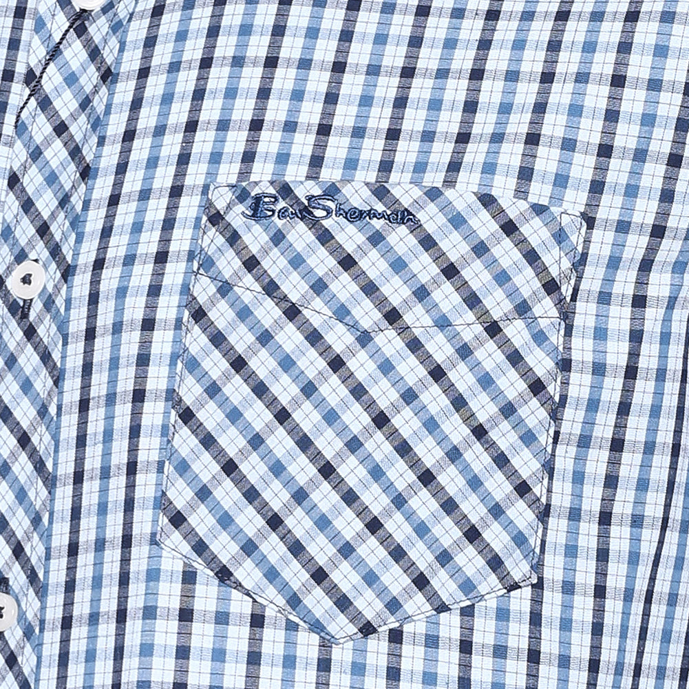 BEN SHERMAN House Check Herren Langarm Hemd 0077861-LIGHTBLUE