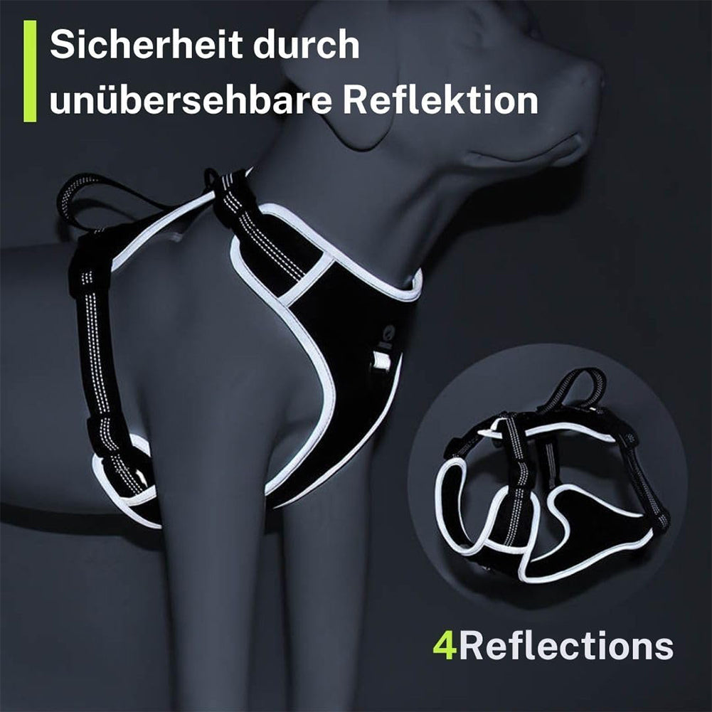 FAVVITY PET gepolstertes reflektierendes Anti-Zug Hundegeschirr grau