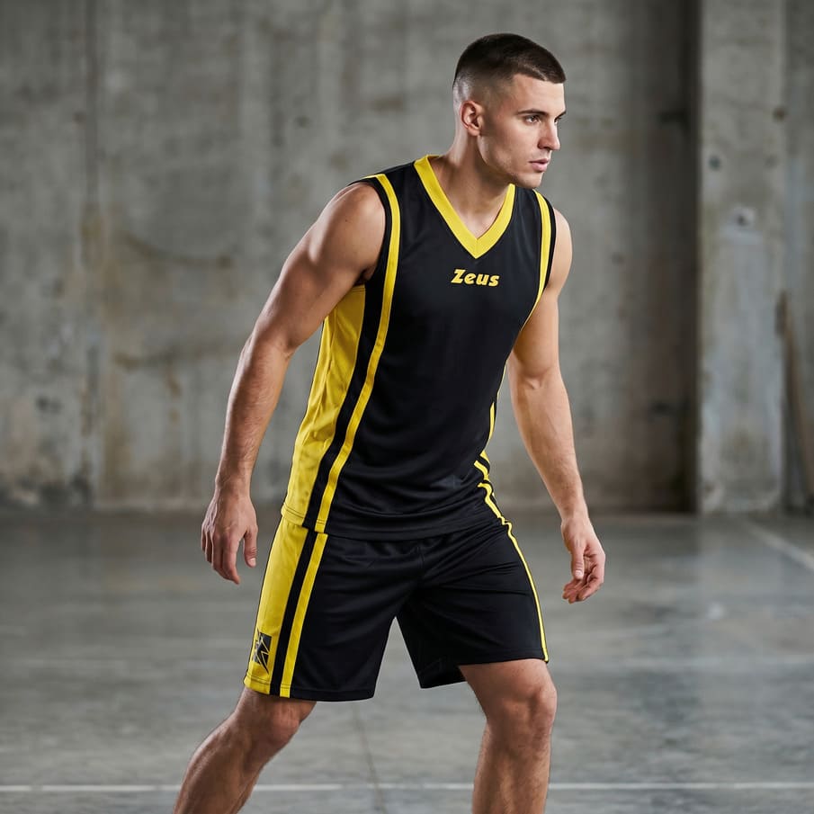 Zeus Kit Bozo Basketball Trikot + Shorts 2-tlg. Nero/giallo