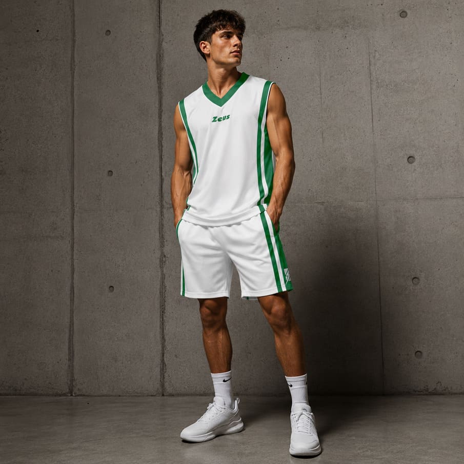 Zeus Kit Bozo Basketball Trikot + Shorts 2-tlg. Bianco/verde