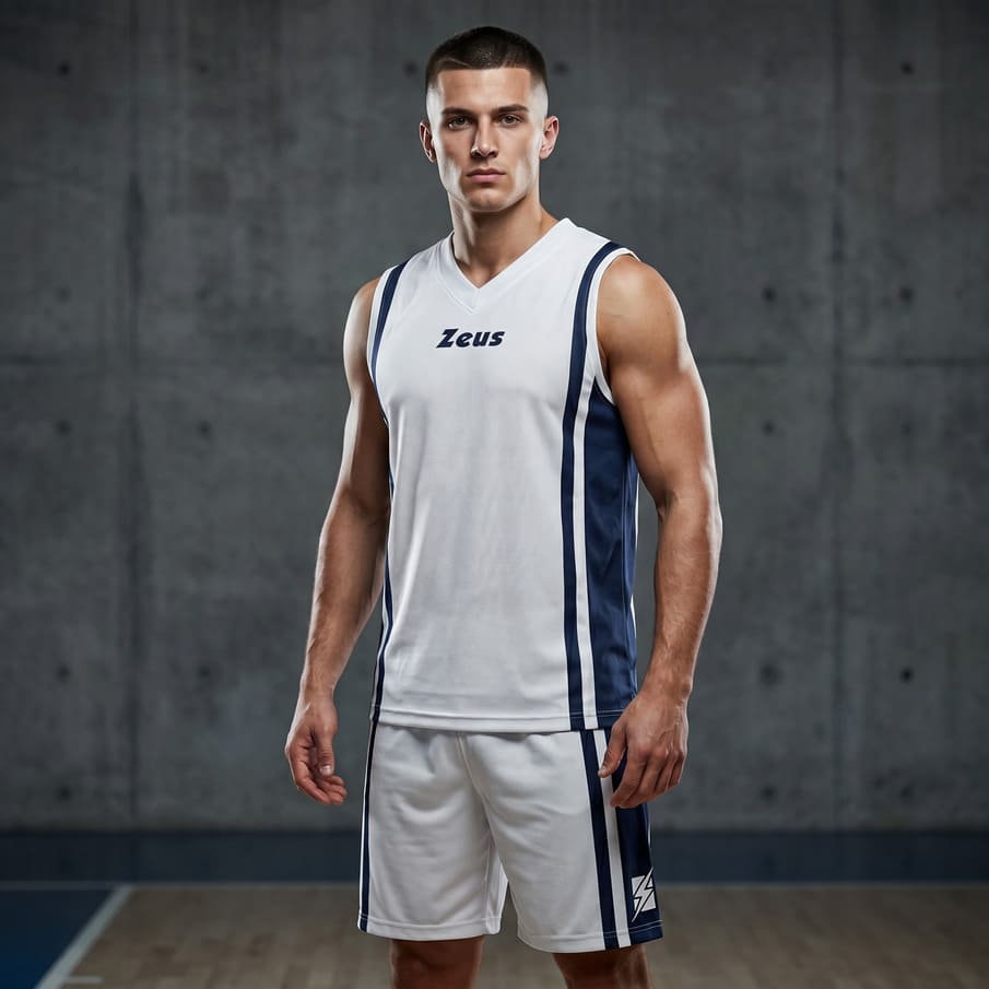 Zeus Kit Bozo Basketball Trikot + Shorts 2-tlg. bianco/blu