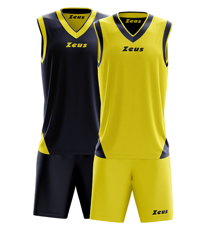 Zeus Kit Doblo Basketball Wende Trikot + Shorts blu/giallo
