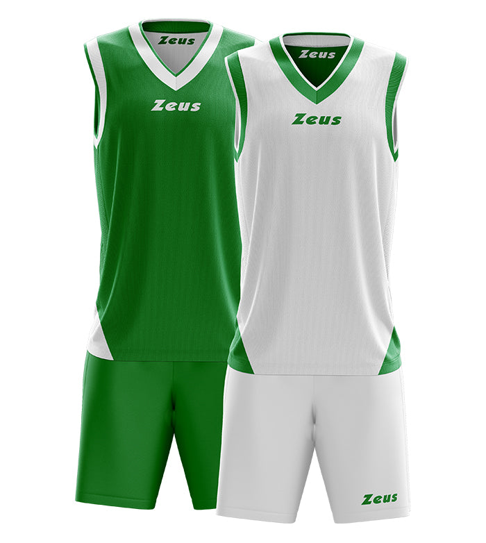 Zeus Kit Doblo Basketball Wende Trikot + Shorts verde/bianco