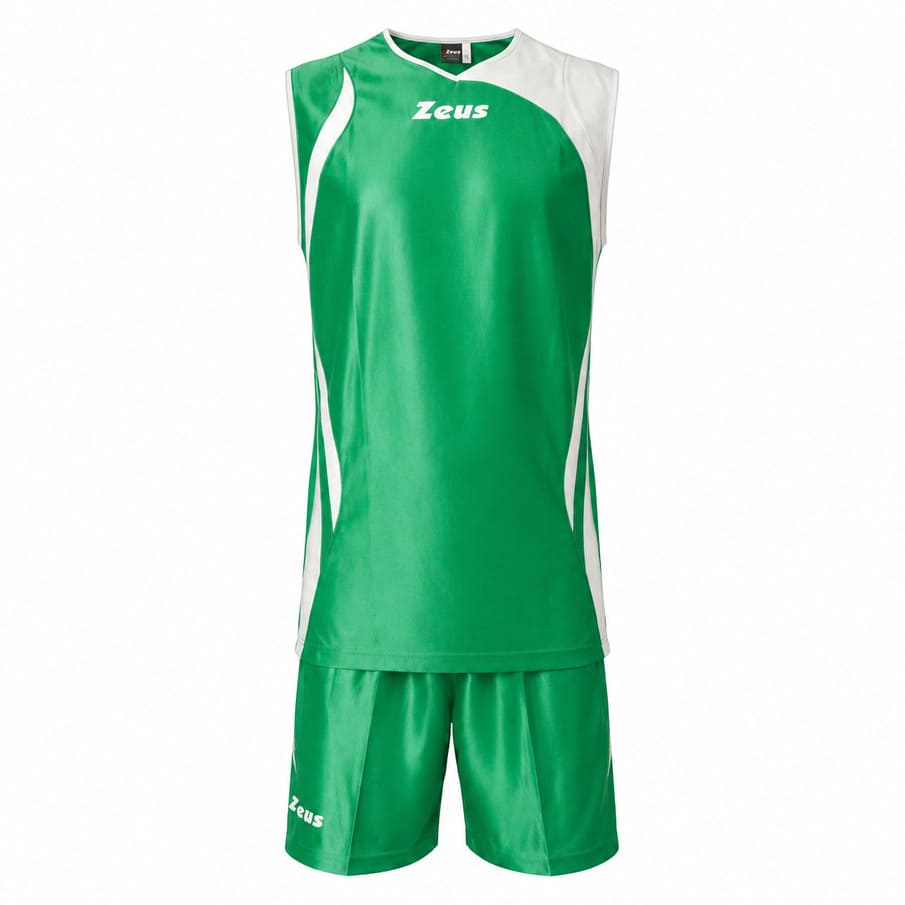 Zeus Kit Saett Herren Basketball Trikot + Shorts verde/bianco
