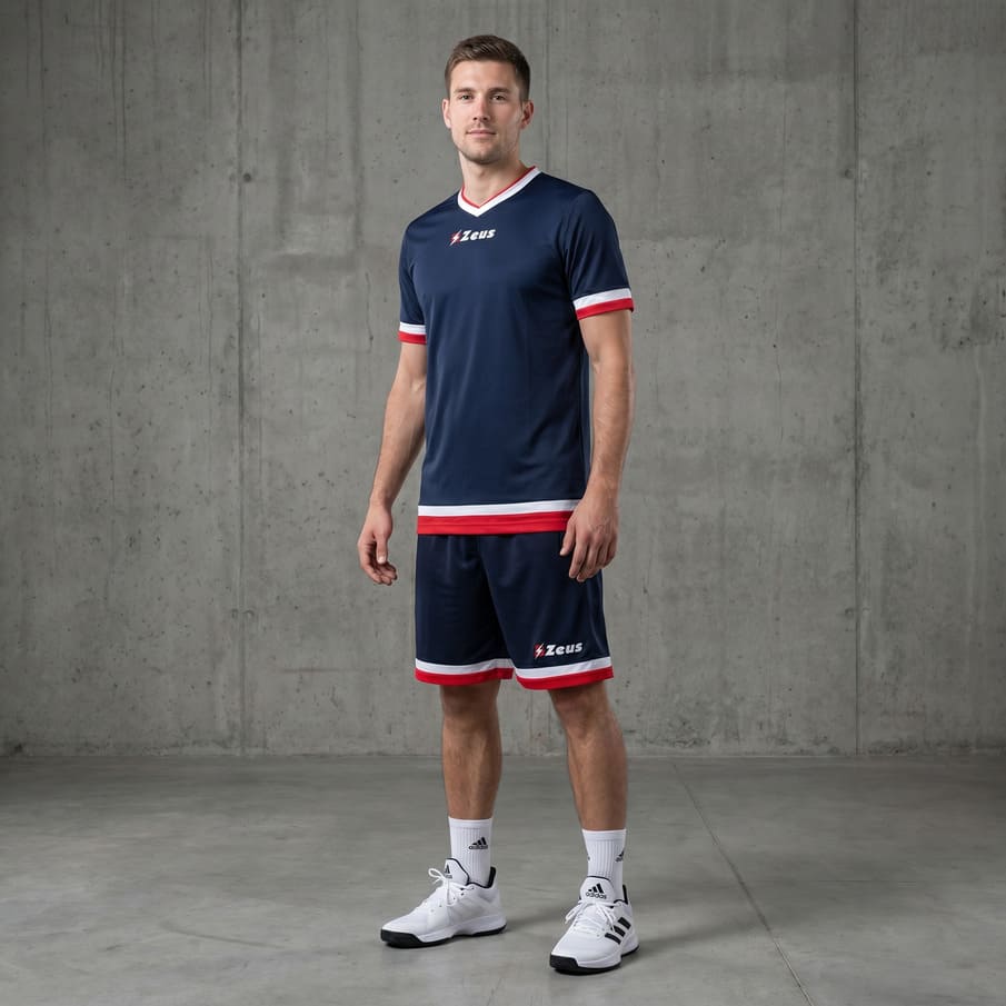 Zeus Kit Magic Basketball Trikot + Shorts blu/rosso