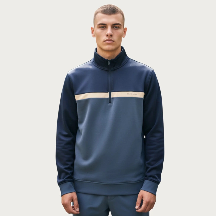 Ben Sherman Blue Two Tone Zip Herren Sweatshirt 1981080945