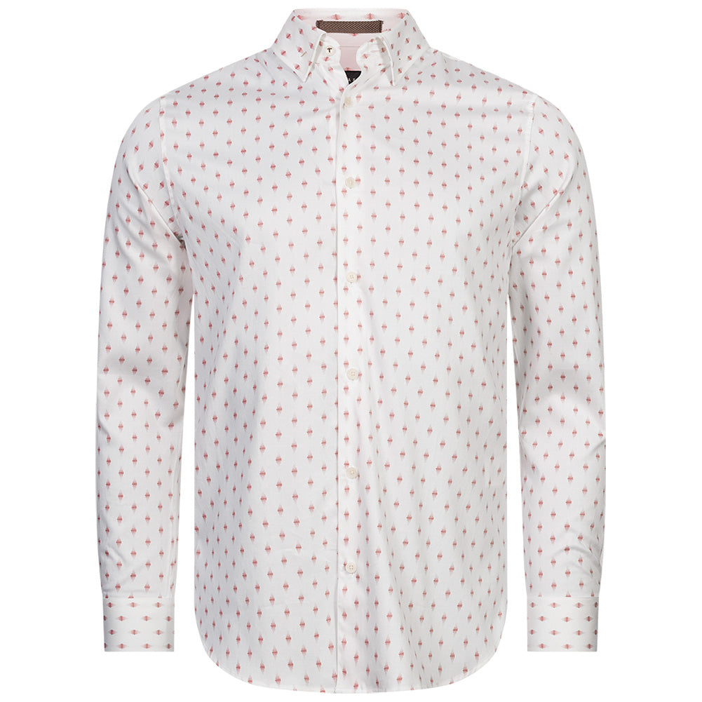 TED BAKER Ardea Dot Herren Langarm Hemd 272171-WHITE