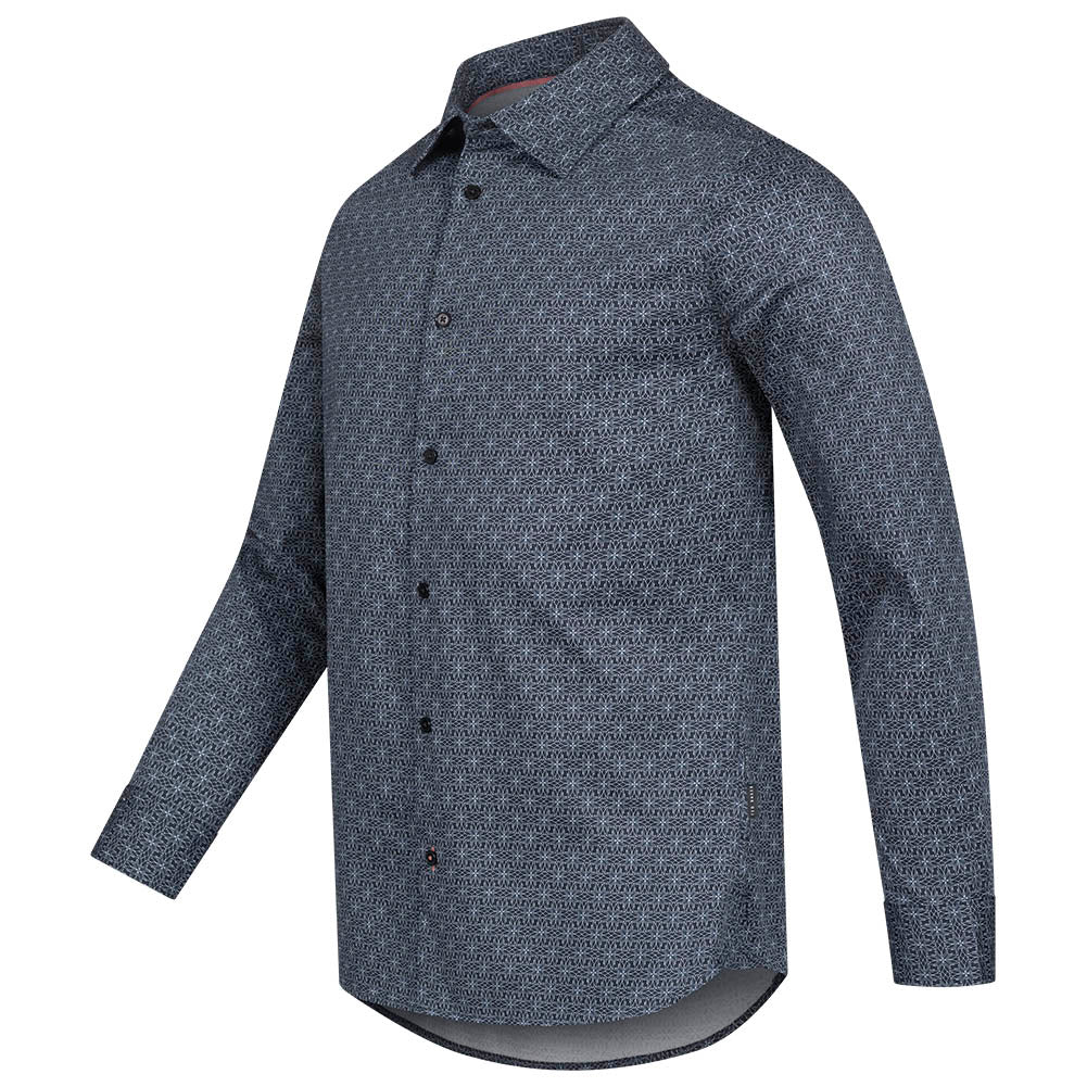 TED BAKER Pavia Star Geo Print Herren Langarm Hemd 272176-NAVY