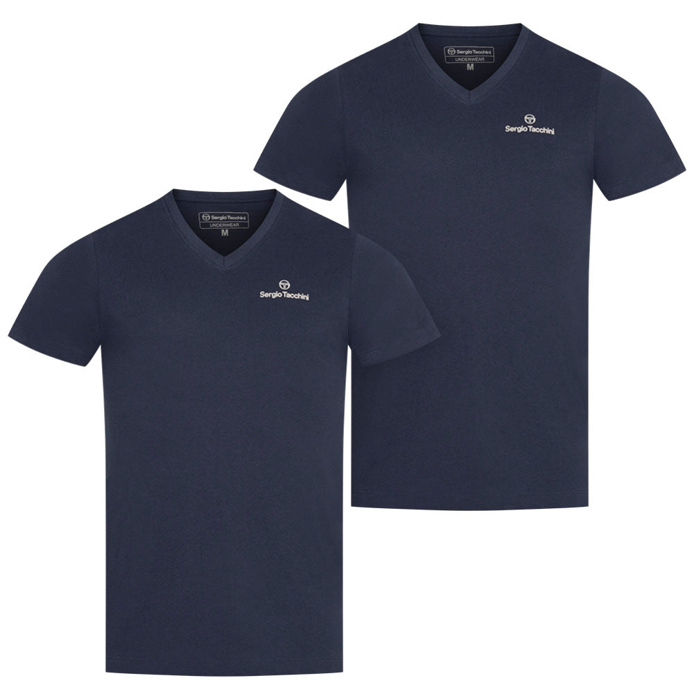 Sergio Tacchini Herren Unterhemden V-Ausschnitt 2er-Pack navy 39493536