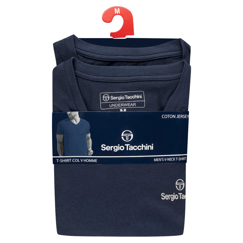 Sergio Tacchini Herren Unterhemden V-Ausschnitt 2er-Pack navy 39493536