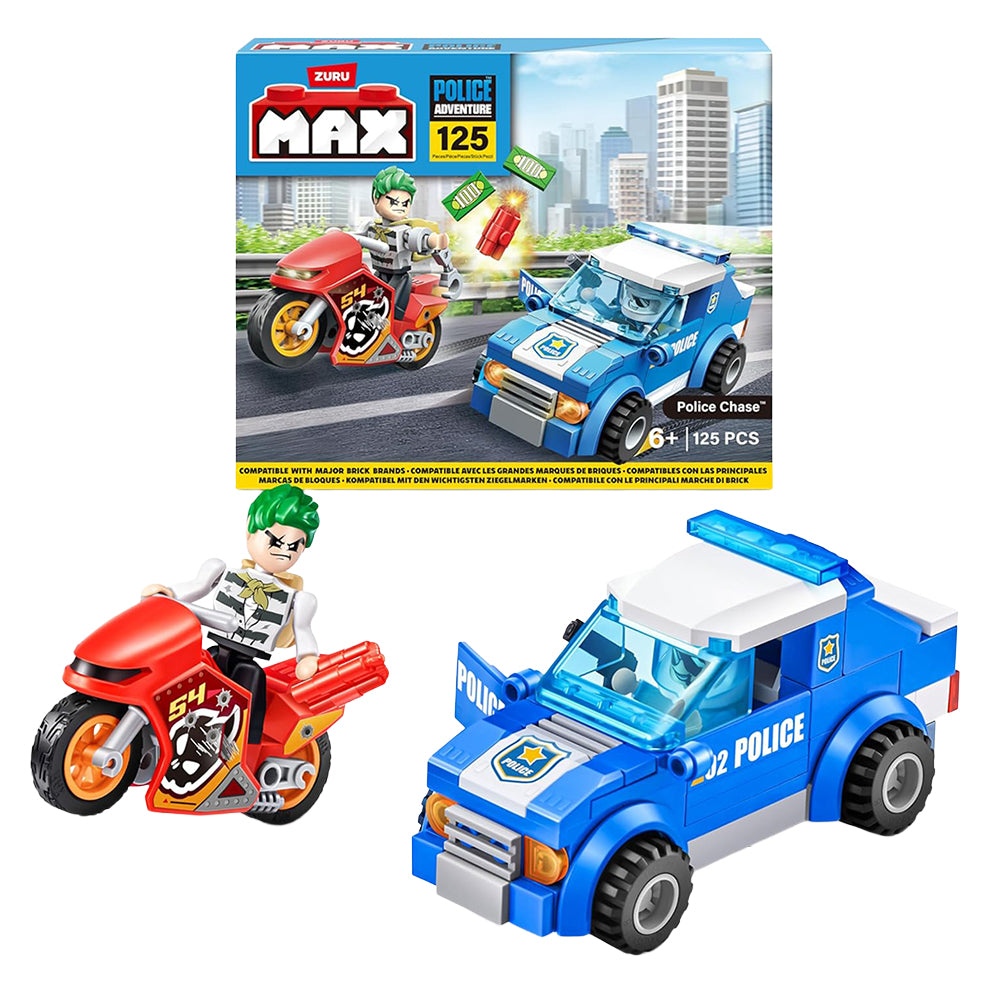 Zuru MAX CITY Polizei + Motorrad 125-tlg Spielset 4894680033139