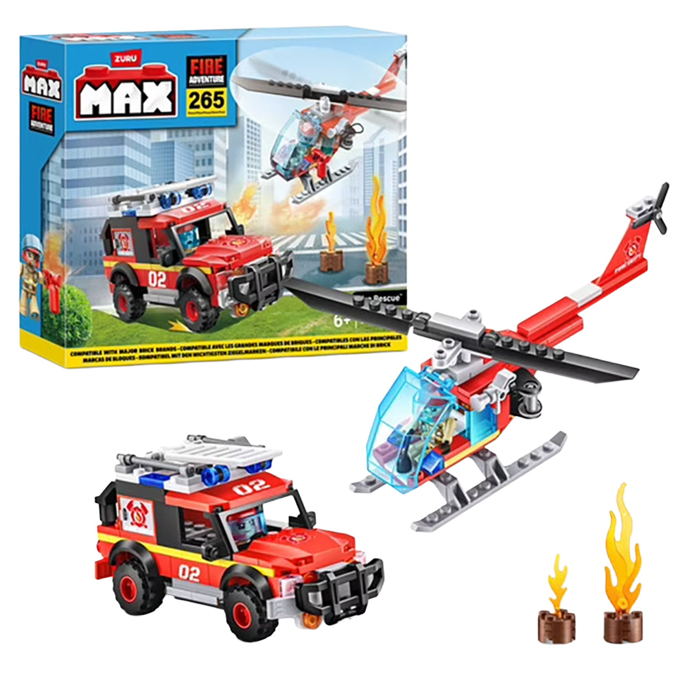 Zuru - MAX CITY Feuerwehr + Helikopter 265-tlg. Spielset 4894680033153