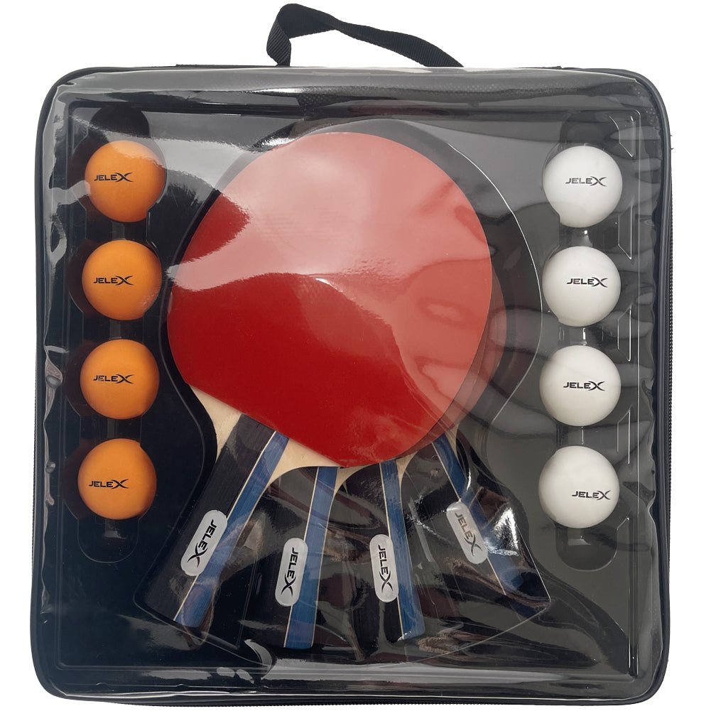 JELEX Sidespin Set of 4 table tennis rackets with 8 balls