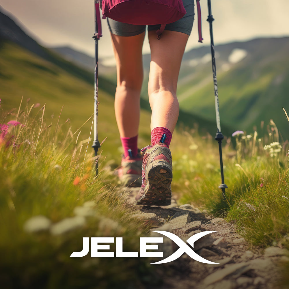 JELEX Walking Stöcke mit Korkgriffen grün