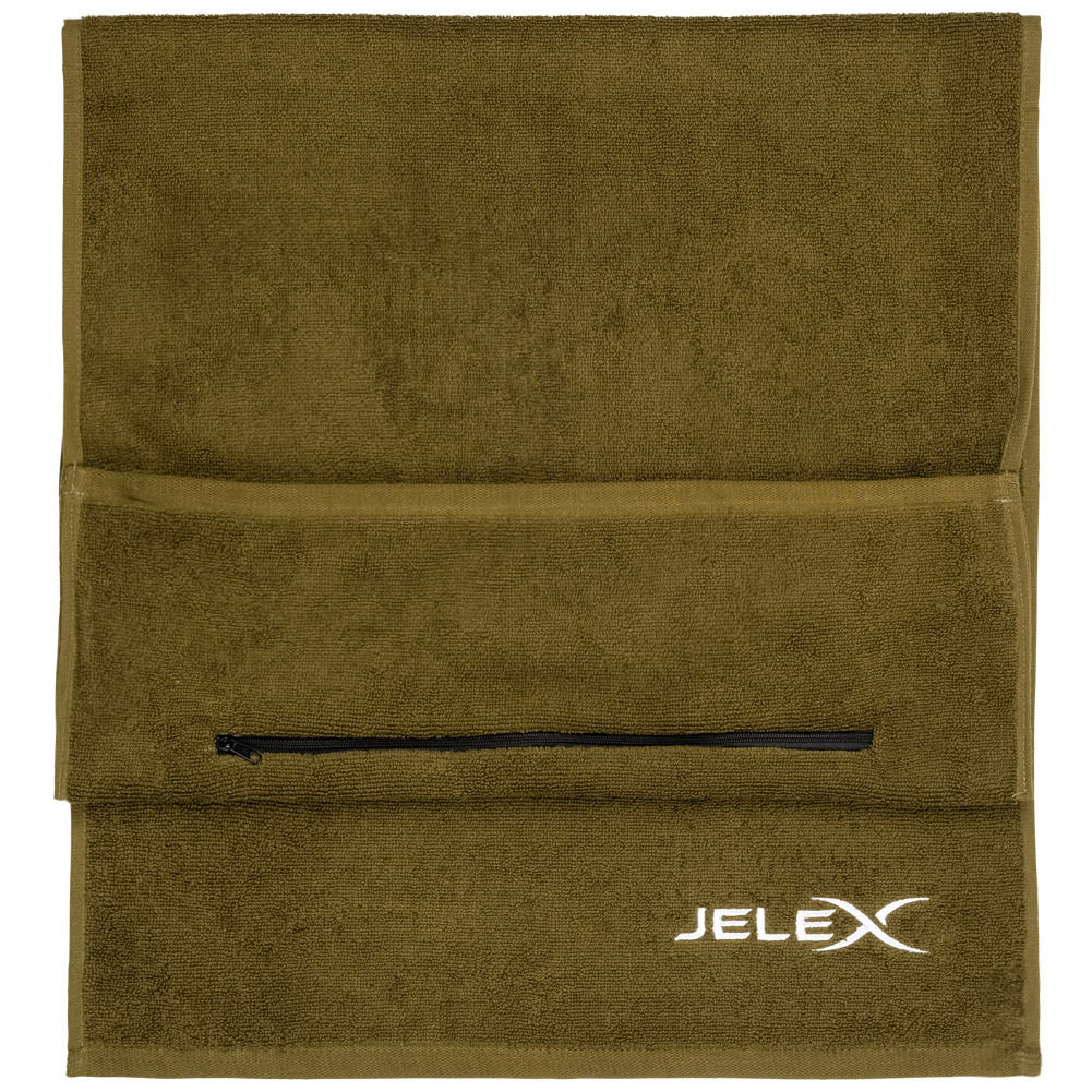 JELEX "100FIT" Fitness Towel with Zipped Pocket army green