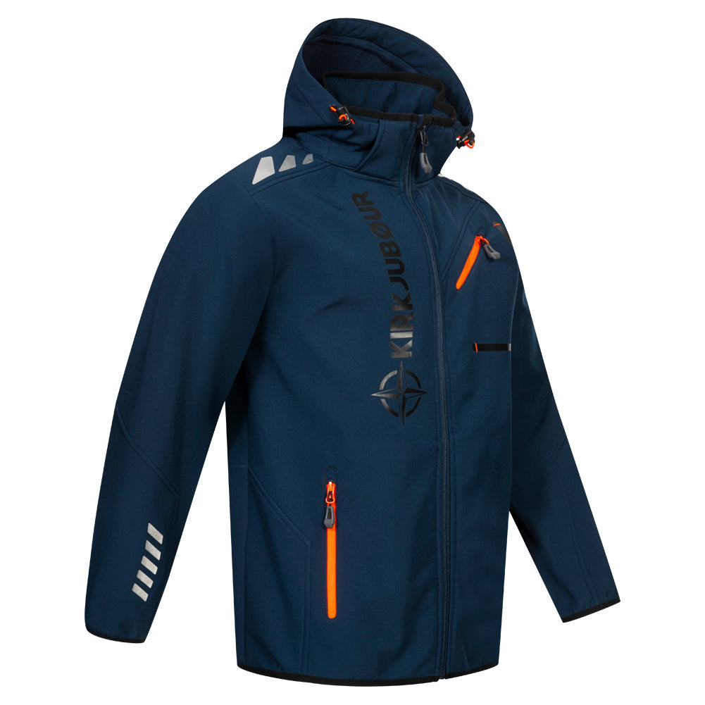 KIRKJUBØUR® "Alvik" Herren SOFTSHELLjacke 10.000 mm Wassersäule navy/orange