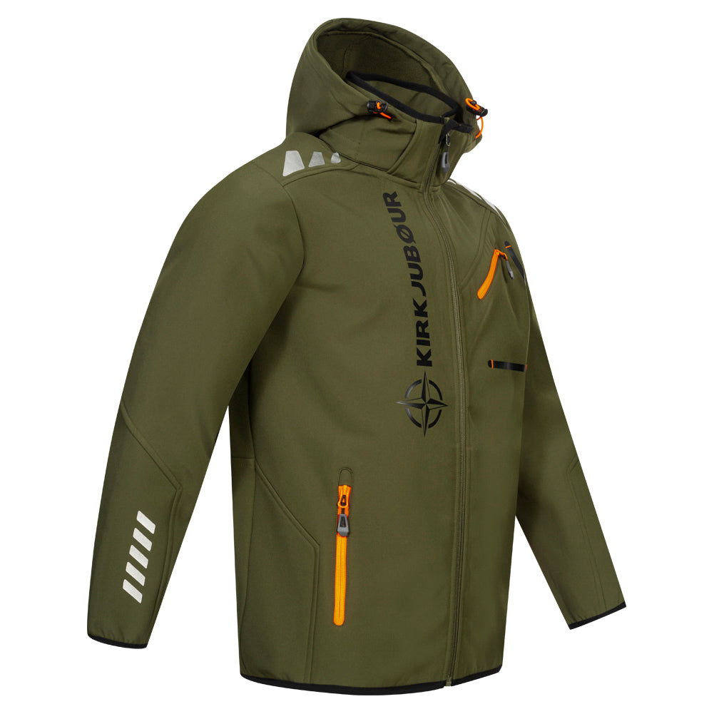 KIRKJUBØUR® "Alvik" Herren SOFTSHELLjacke 10.000 mm Wassersäule khaki/orange