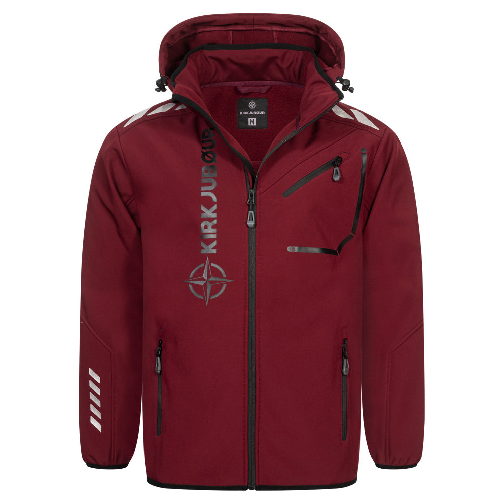 KIRKJUBØUR® "Alvik" Herren SOFTSHELLjacke 10.000 mm Wassersäule dunkelrot/schwarz