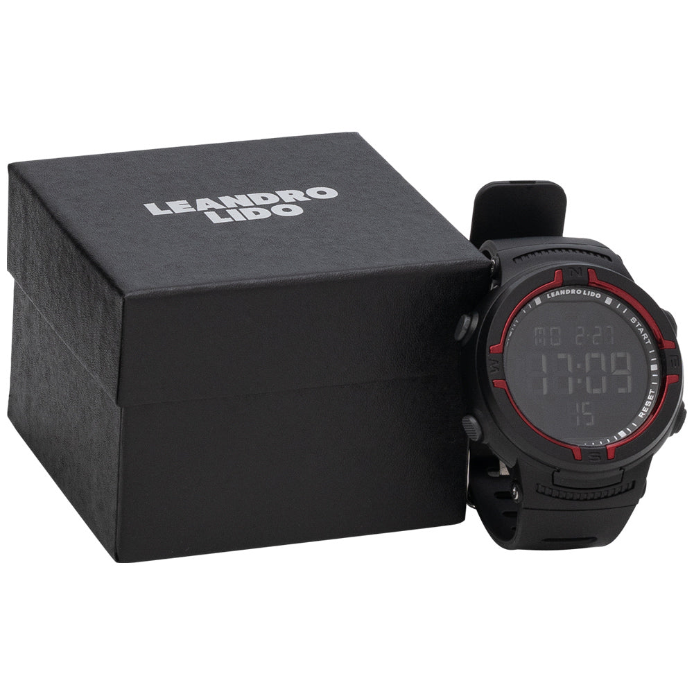 LEANDRO LIDO "Vernazza" Unisex Sport Uhr schwarz/rot