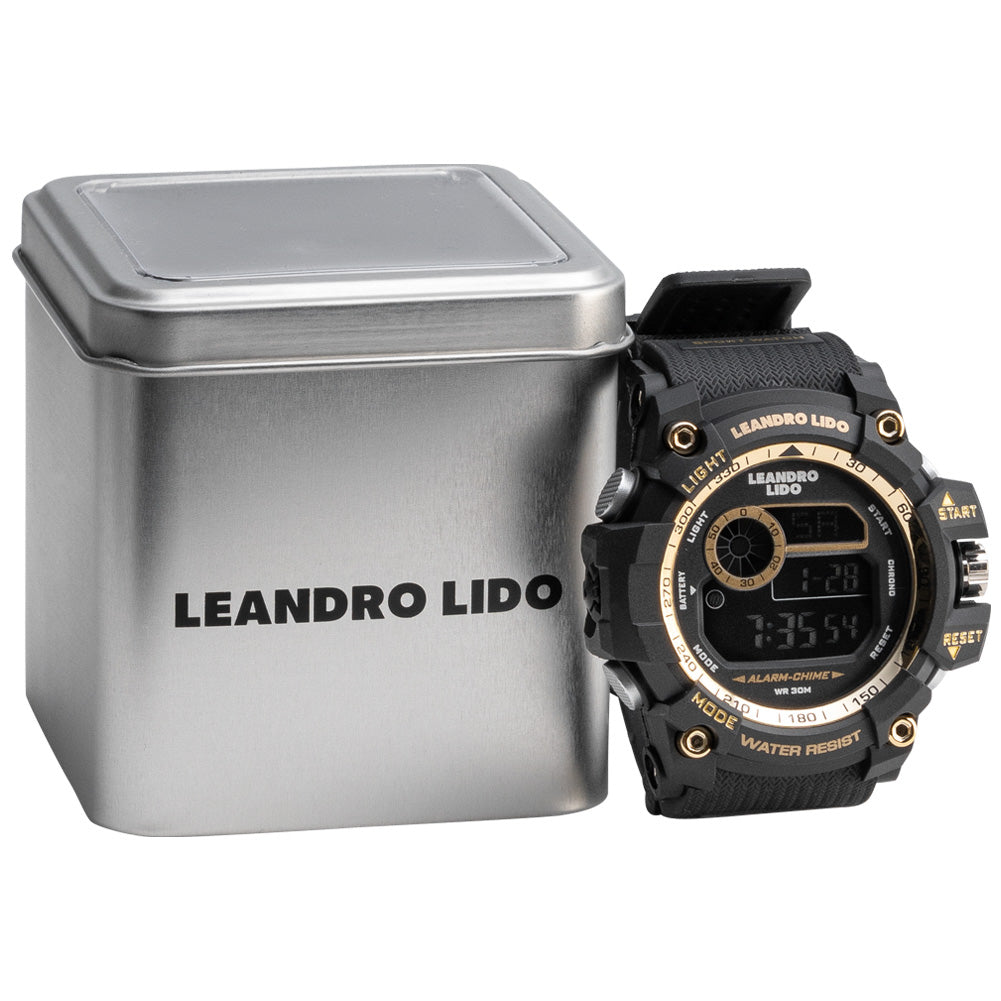 LEANDRO LIDO "Genua" Unisex Sports Watch black gold