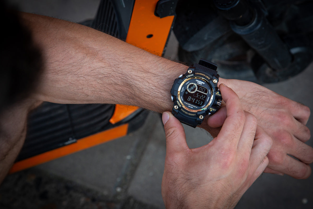 LEANDRO LIDO "Genua" Unisex Sports Watch black gold