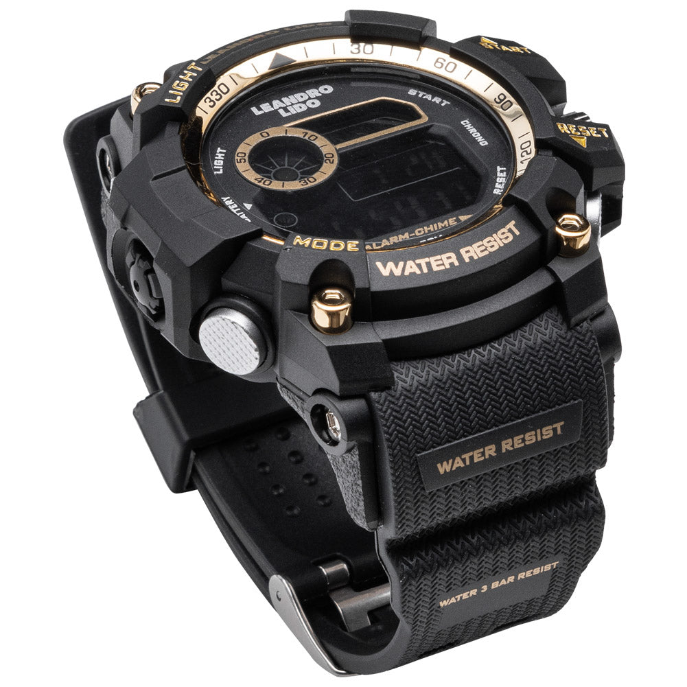 LEANDRO LIDO "Genua" Unisex Sports Watch black gold