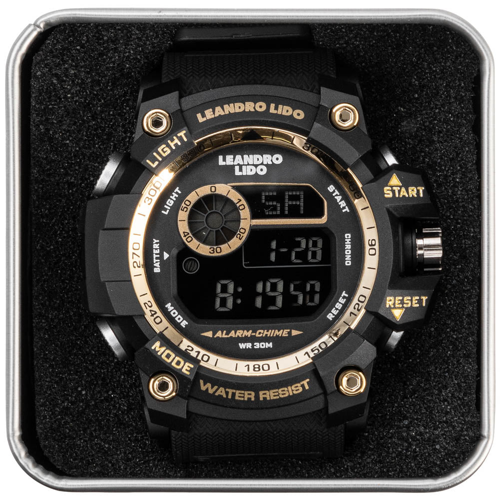 LEANDRO LIDO "Genua" Unisex Sports Watch black gold