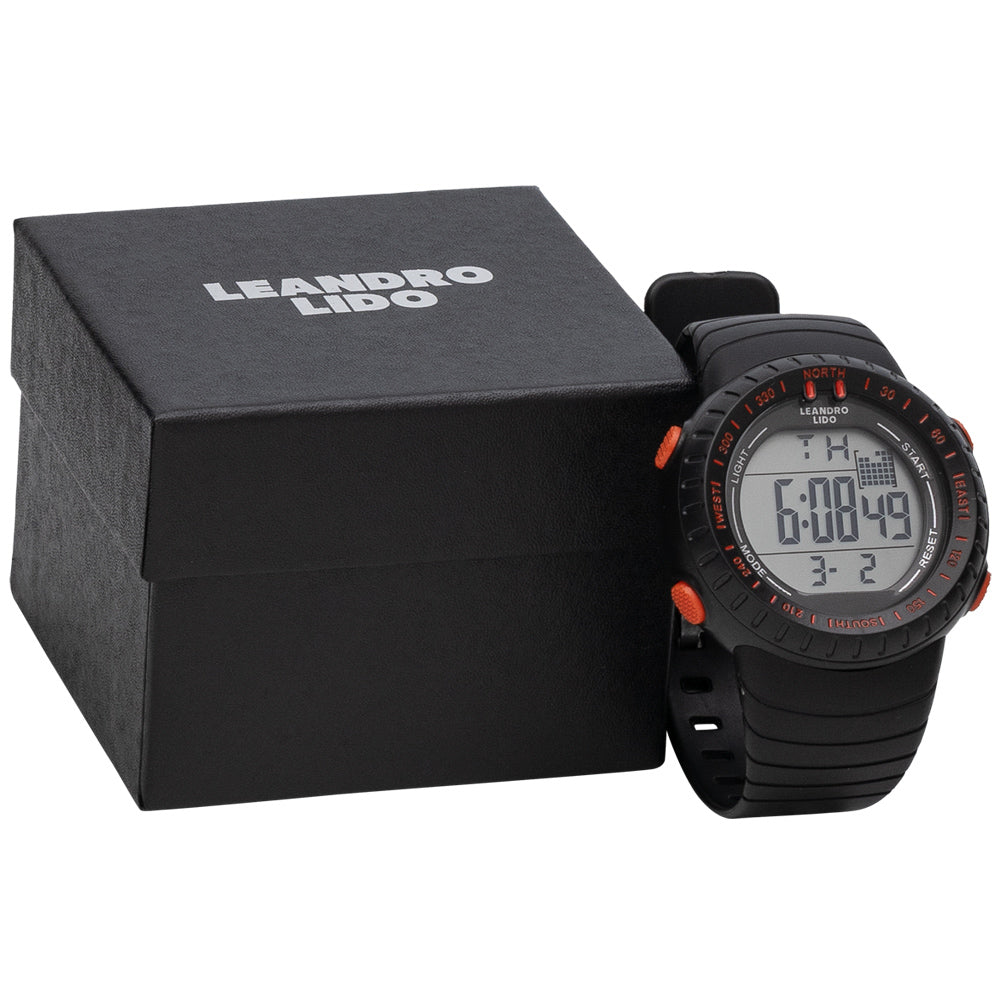 LEANDRO LIDO "Vescia" Unisex Sport Uhr schwarz/orange