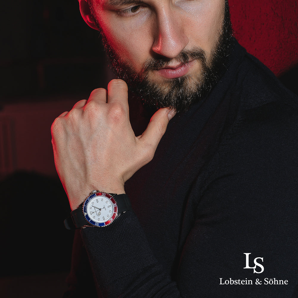 Lobstein & Söhne® "Konstantin" Uhr blau/rot