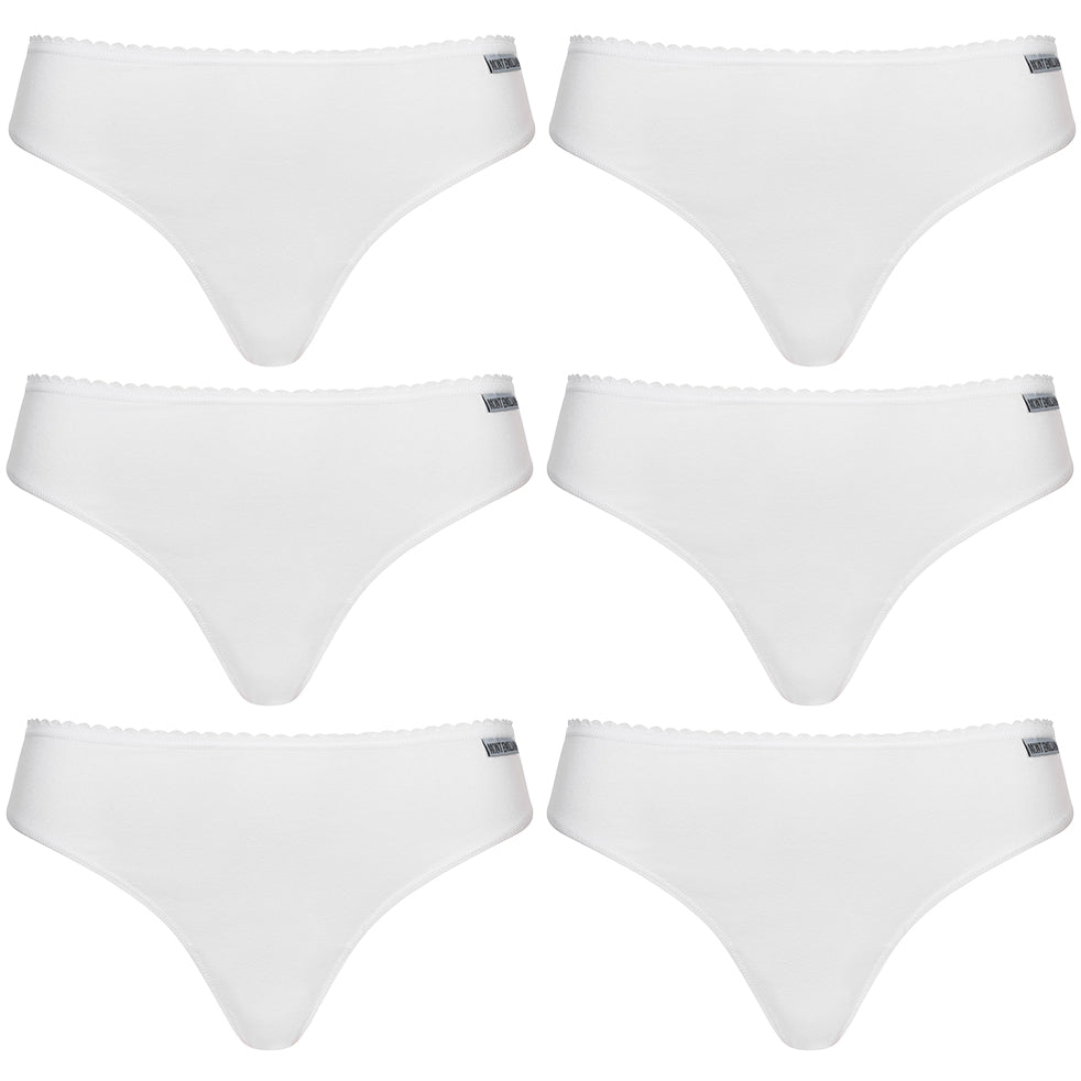 MONT EMILIAN "Nimes" Damen Tanga 6er-Pack weiß