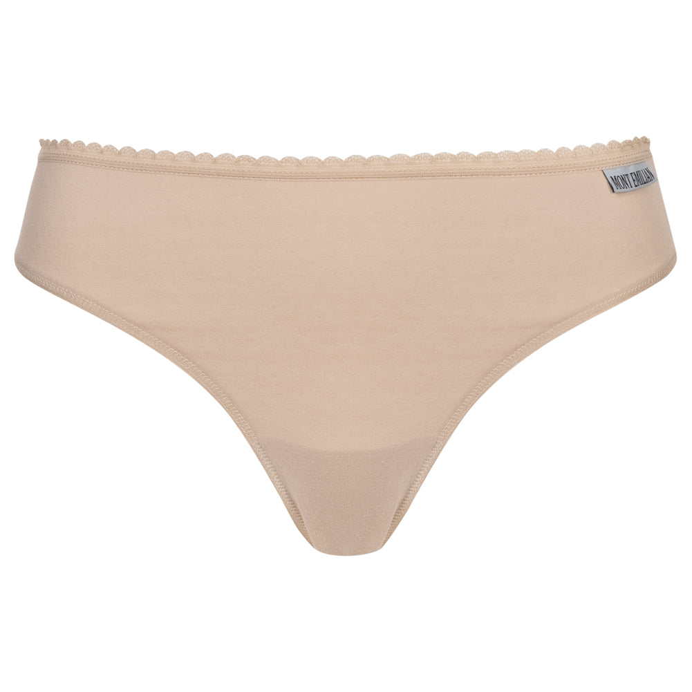 MONT EMILIAN "Nimes" Damen Tanga 6er-Pack beige