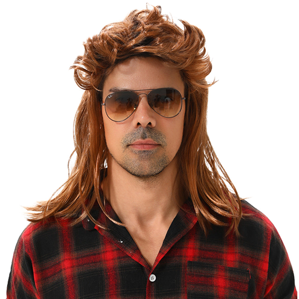 MAASKANTJE "Bami" Retro Mullet Vokuhila Perücke hellbraun