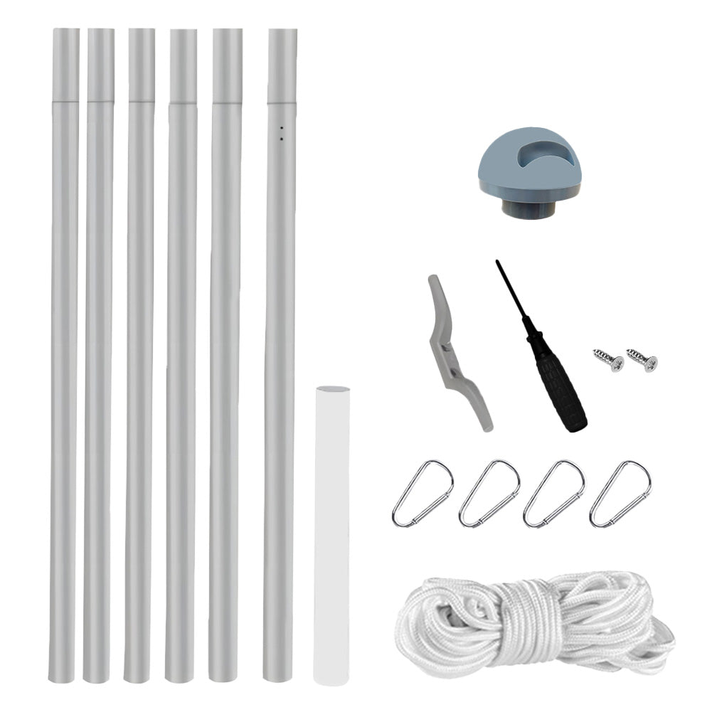 MUWO "Glory" Flagpole 6.1 m with ground socket silver