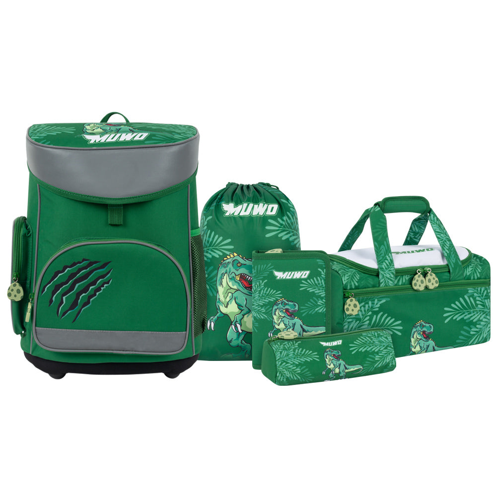 MUWO "Lil Rex" Kinder Schulranzen Set 5-tlg.