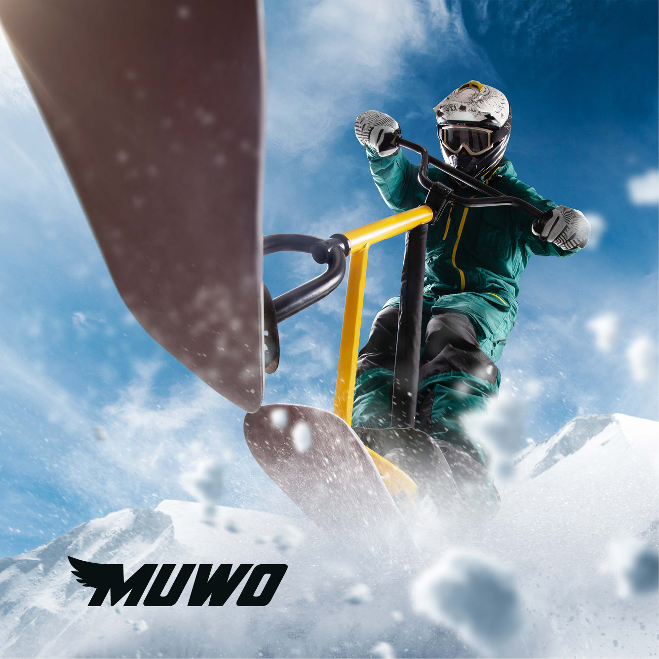 MUWO "Snowglider" Kinder Lenkschlitten grün