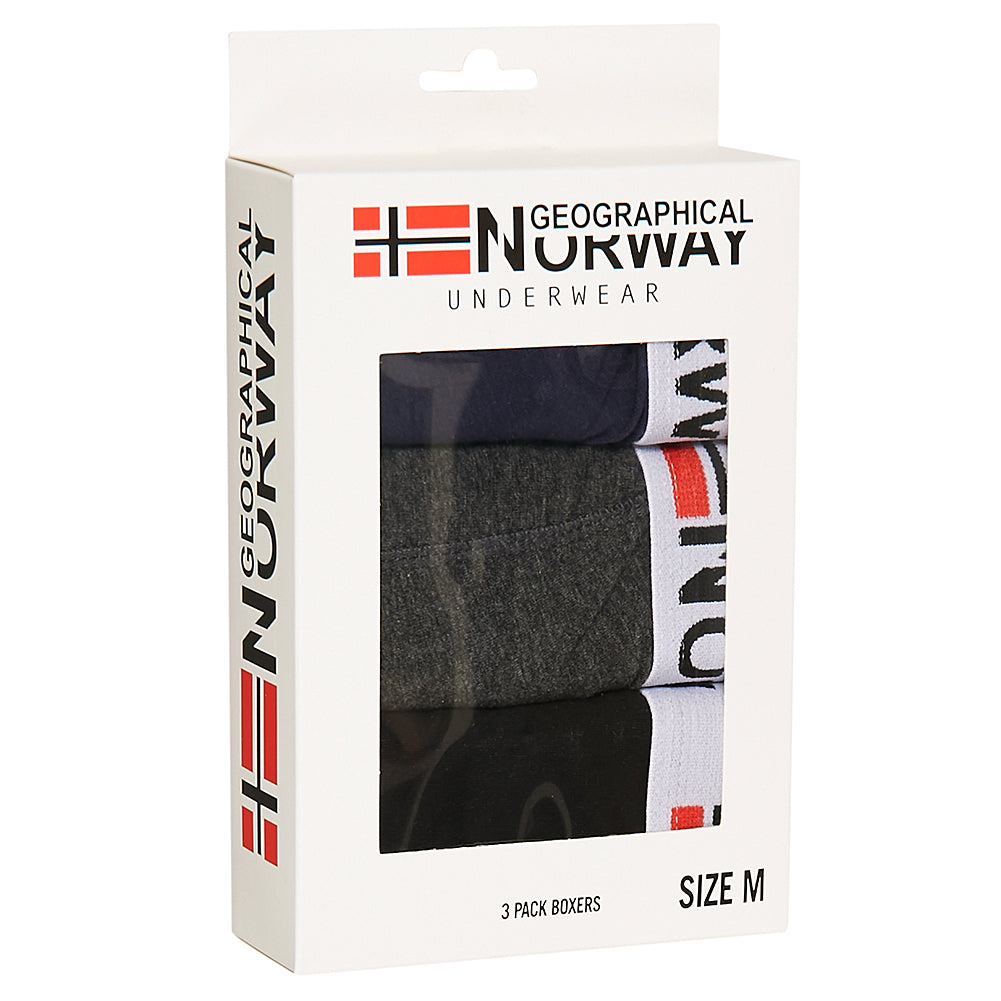 Geographical Norway Herren Boxershorts 3er-Pack Pack-3-Tricolor-White