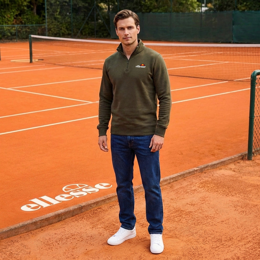 ellesse Benevento Herren 1/4-Zip Sweatshirt SOP23856-Khaki