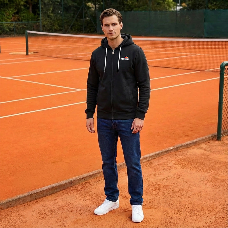 ellesse Klemerio Full Zip Herren Kapuzen Sweatjacke SOP23857-Black