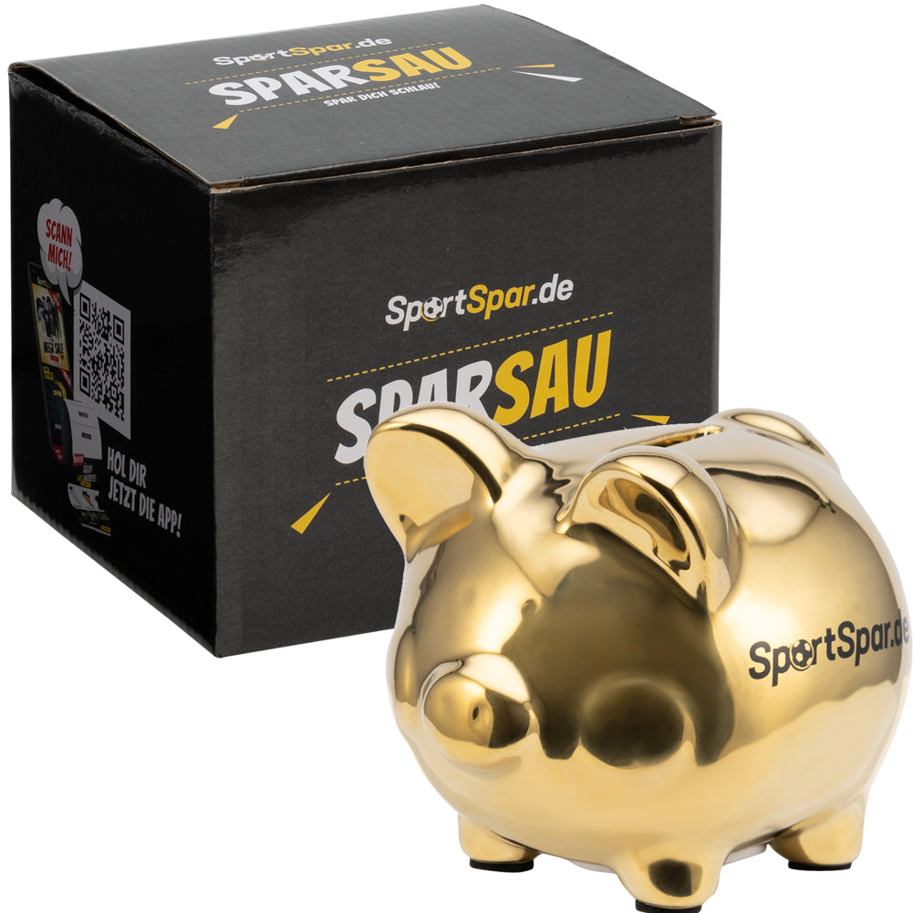 SportSpar.de "SparSau" Ceramic Piggy Bank gold