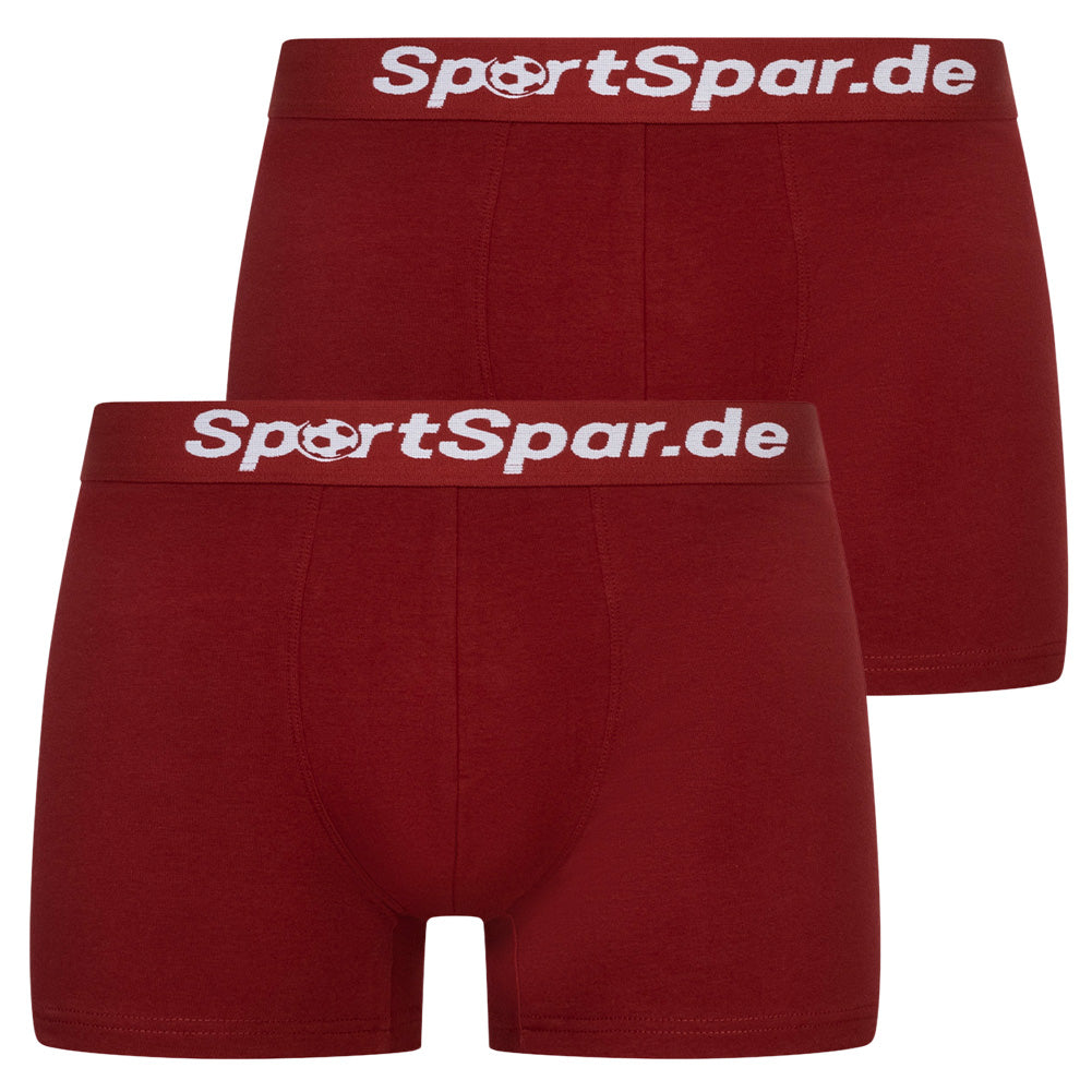Sportspar.de Herren "Double Sparbuchse" Boxershorts 2er-Pack weinrot