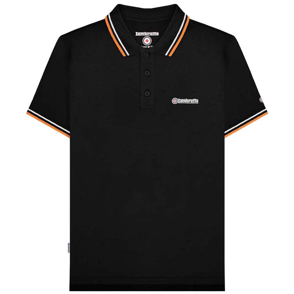 Lambretta Twin Tipped Herren Polo-Shirt SS1608-Black-Wht-Marm