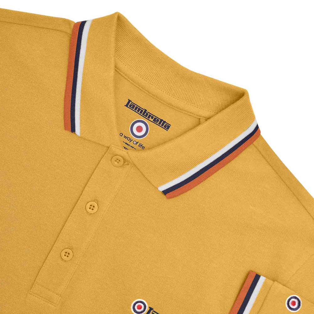 Lambretta Triple Tipped Herren Polo-Shirt SS1650-GOLD-W-N-C