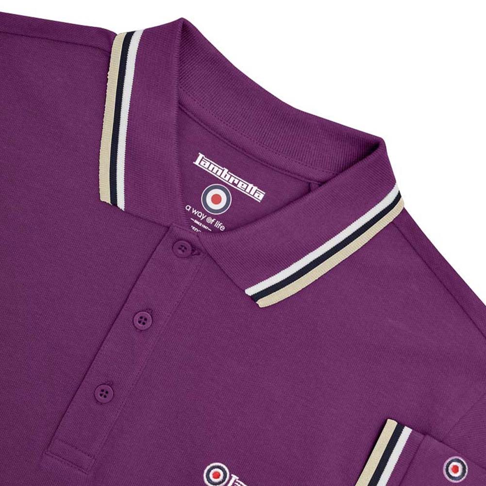 Lambretta Triple Tipped Herren Polo-Shirt SS1650-WB-WHT-NVY-C