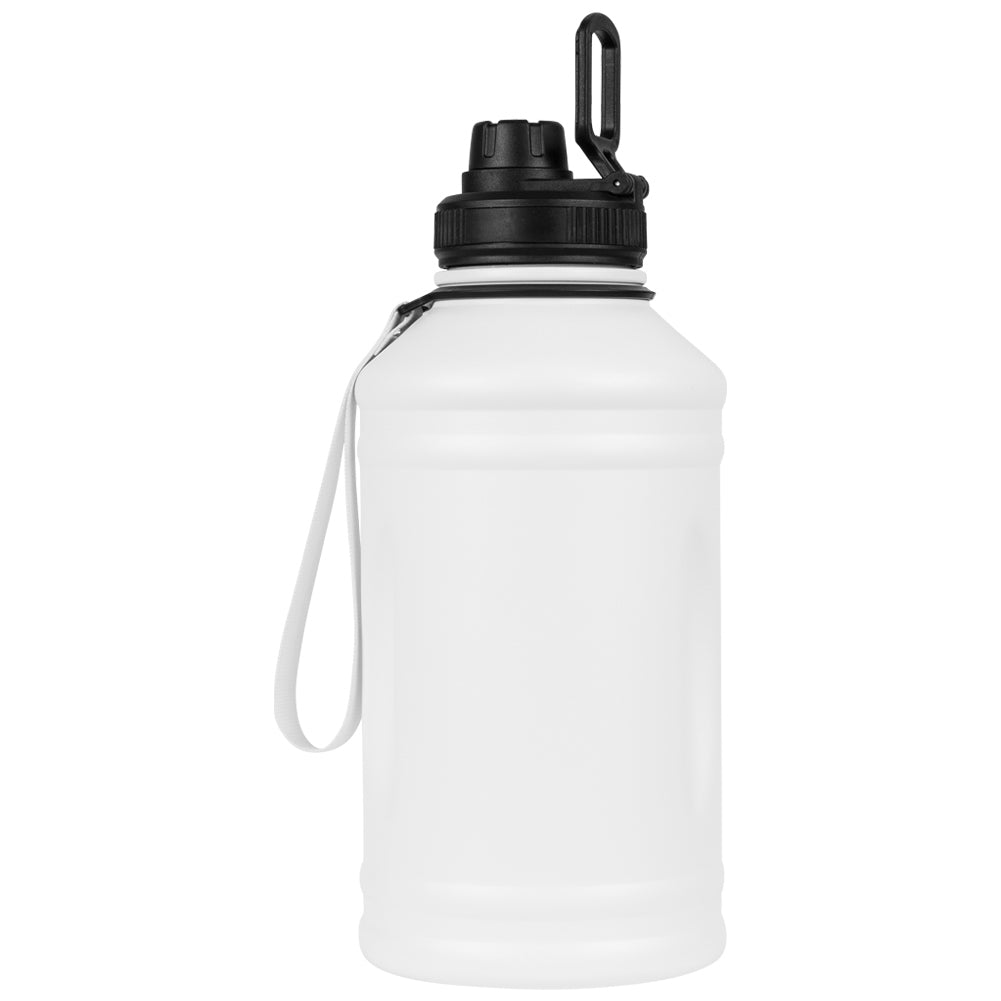 SPORTINATOR "Hydrated" Fitness Edelstahl Trinkflasche 2,2l weiß